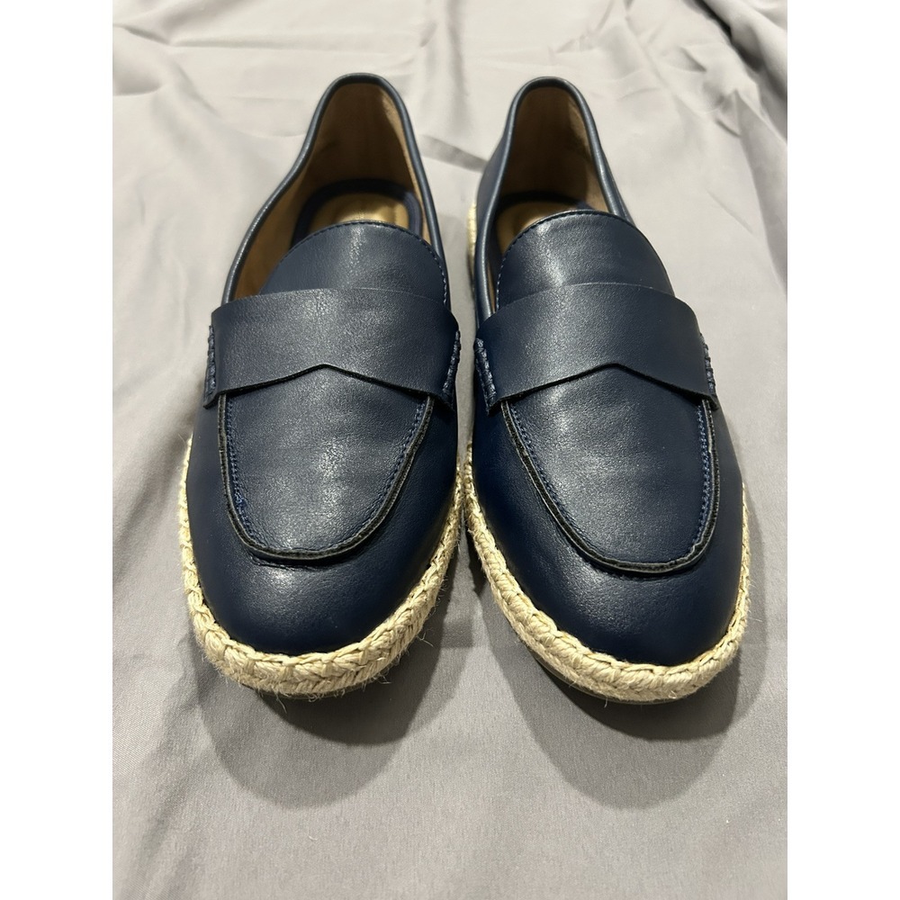 Tommy Bahama Womens Leather Penny Loafers Navy Blue Sz 7 Boho Casual Walking‎